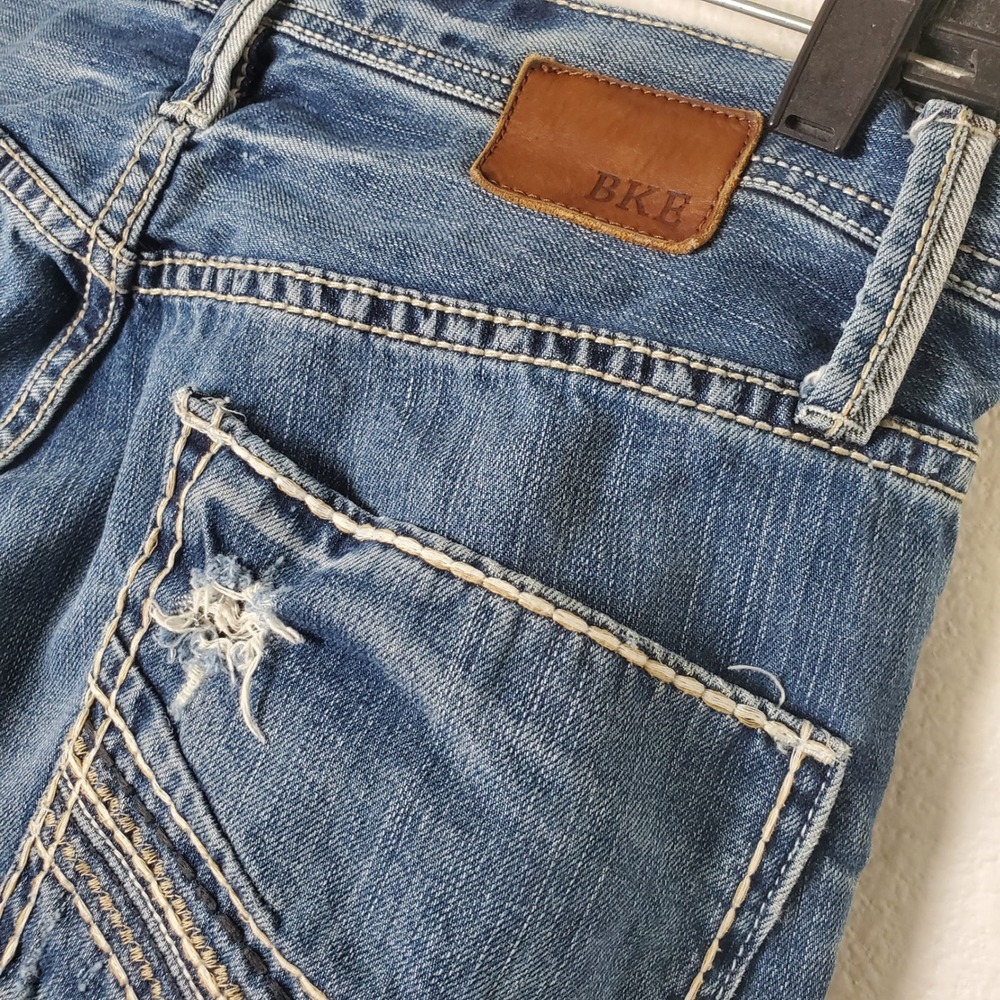 BKE Derek Straight Leg Distressed Stretch Denim Jeans Men's Size 31S - Picture 5 of 12